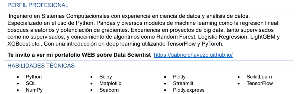 habilidades de análisis de datos en cv