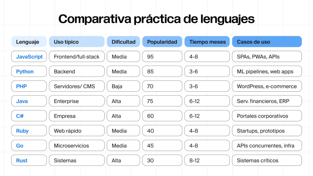 comparativa practica de lenguajes