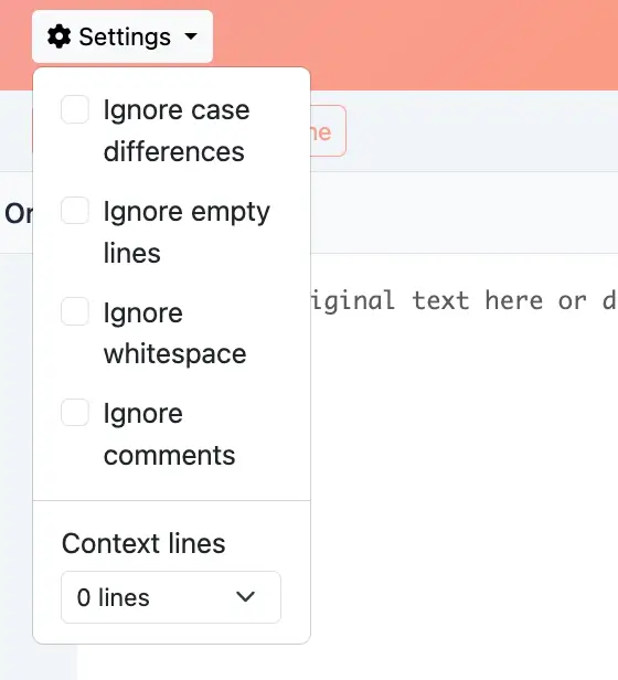 Comparison mode options