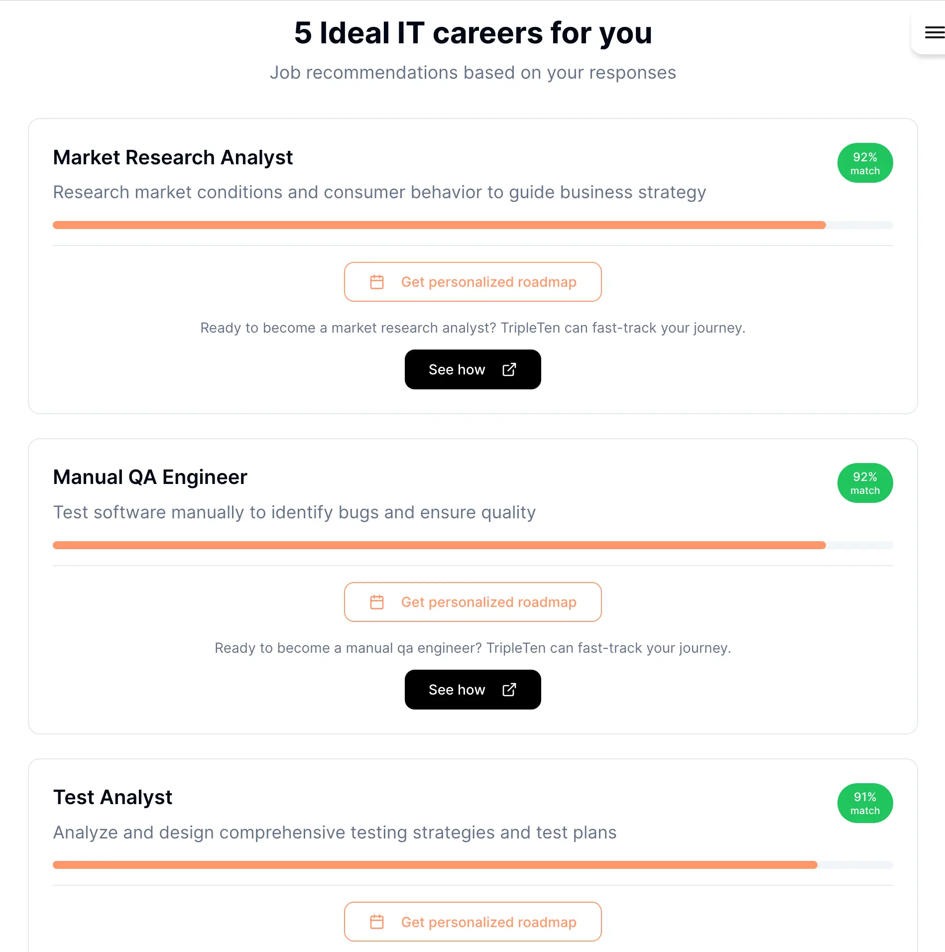 Job matching results