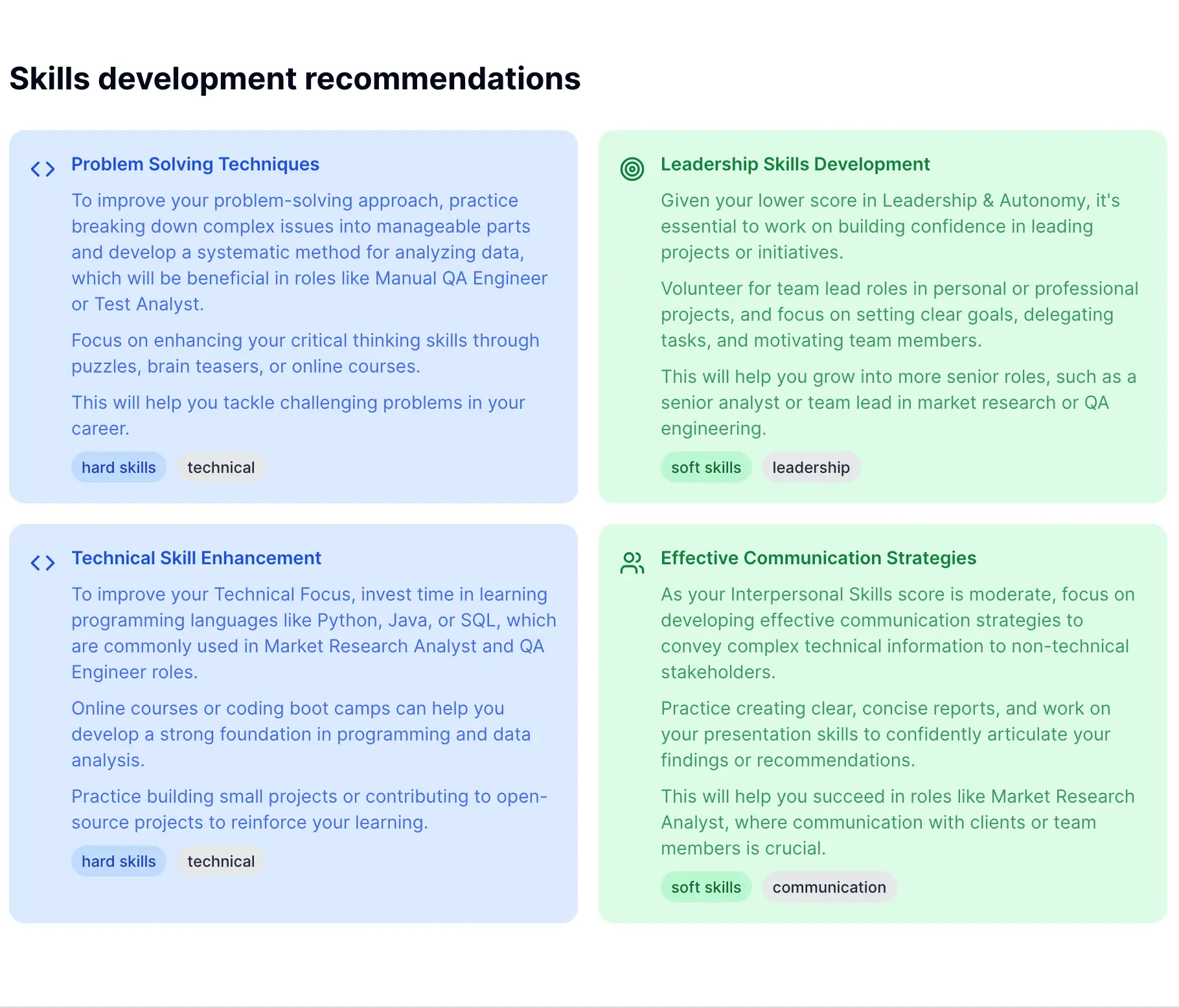 Skills recommendations