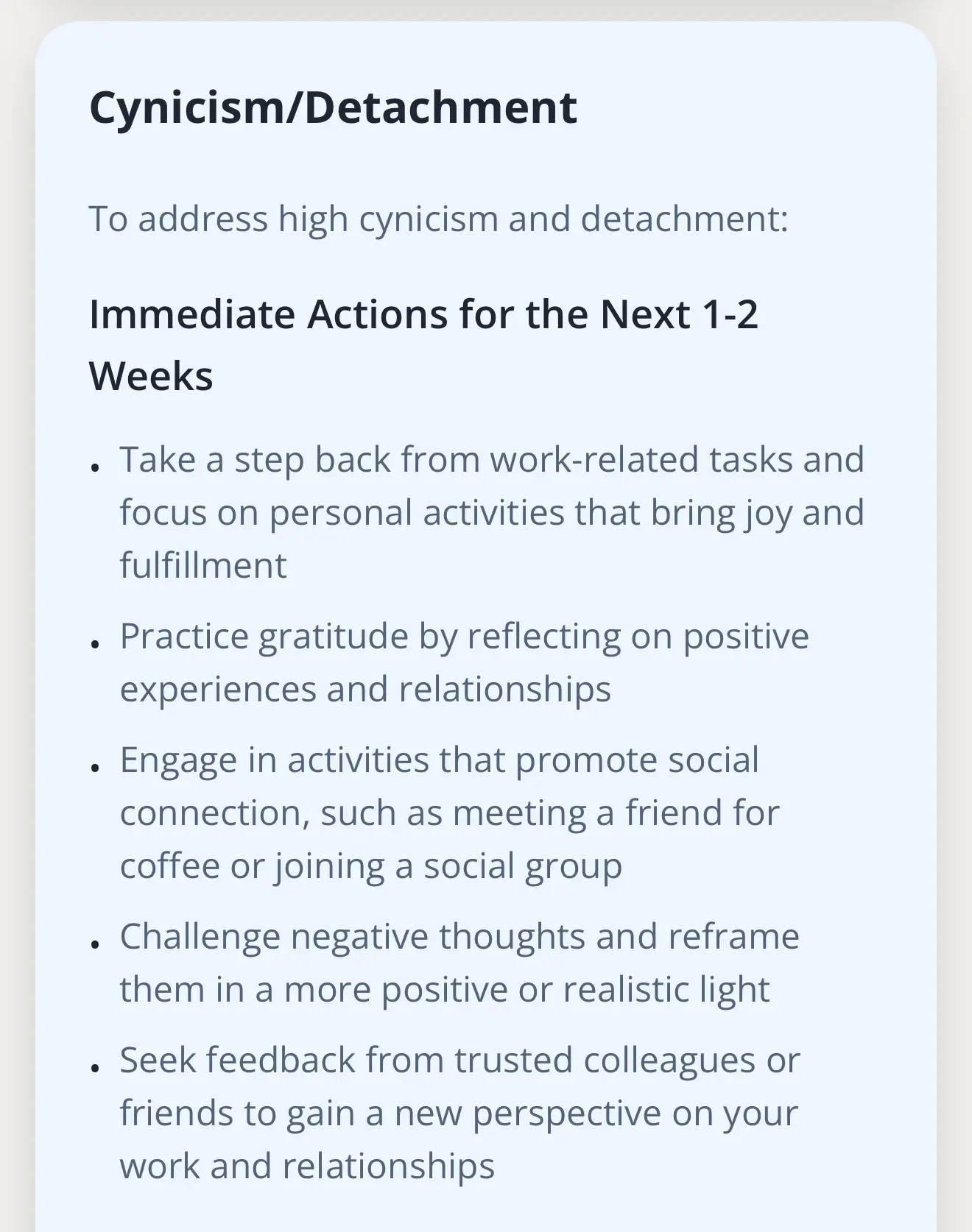 Personalized recovery roadmap