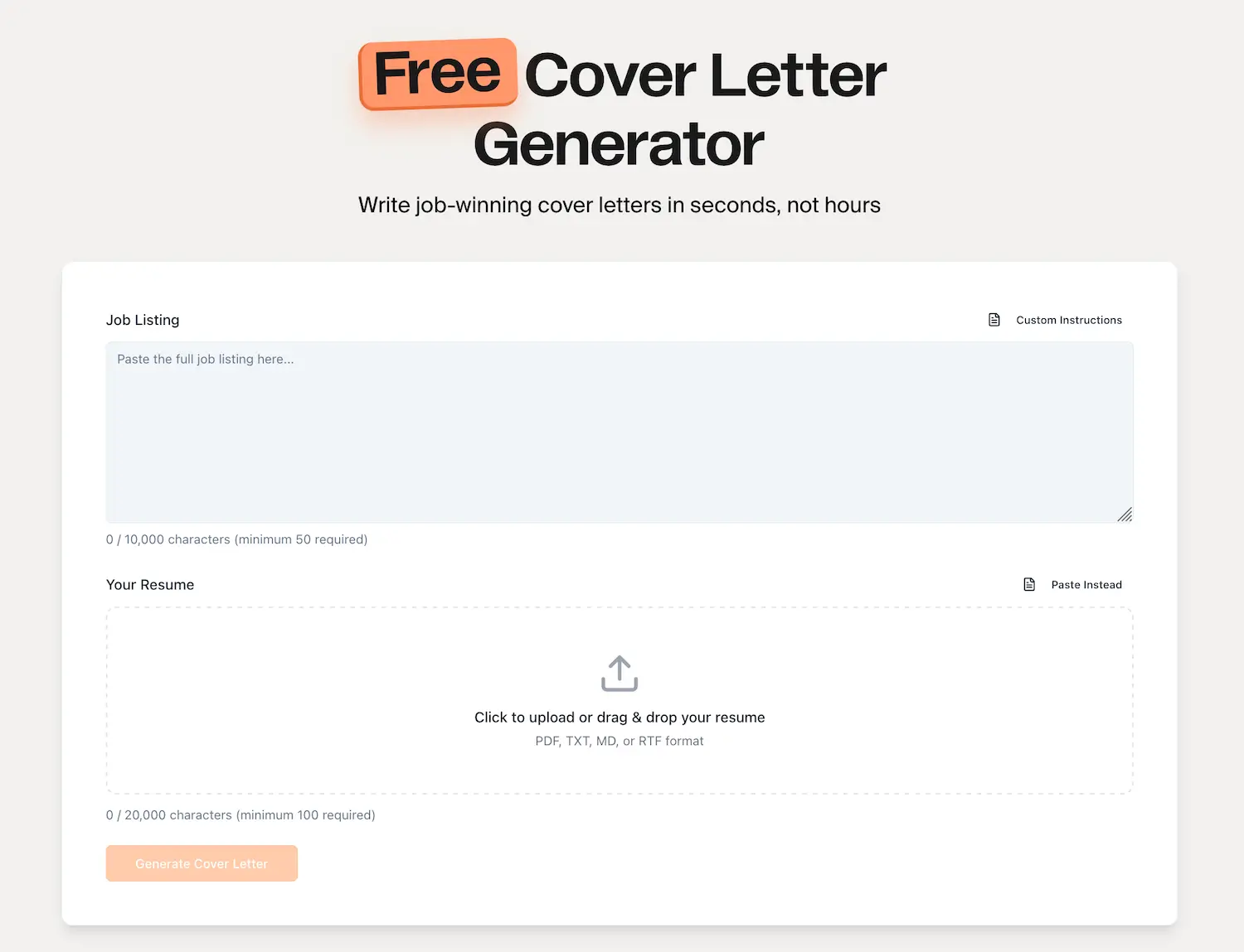 cover letter generator