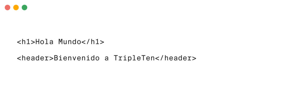 Mockup de editor mostrando ejemplo HTML con 'Hola Mundo'