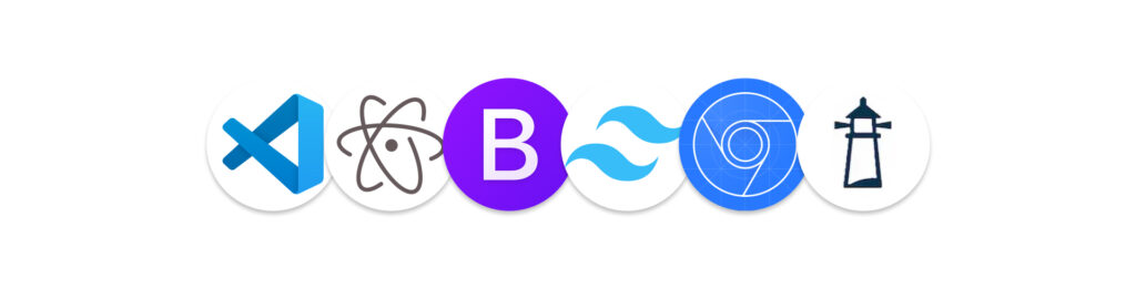 Iconos de editores de código, frameworks CSS y herramientas de debugging