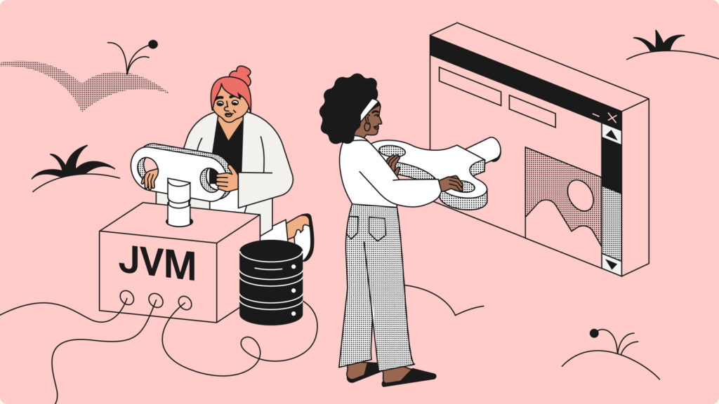 Ilustración de una página web cobrando vida gracias al lenguaje JavaScript