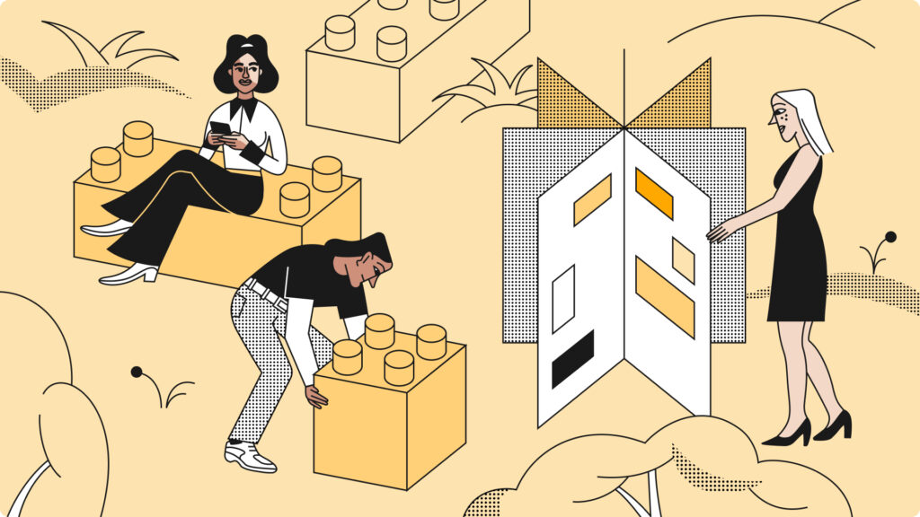 Ilustración de reutilización de componentes en distintas pantallas