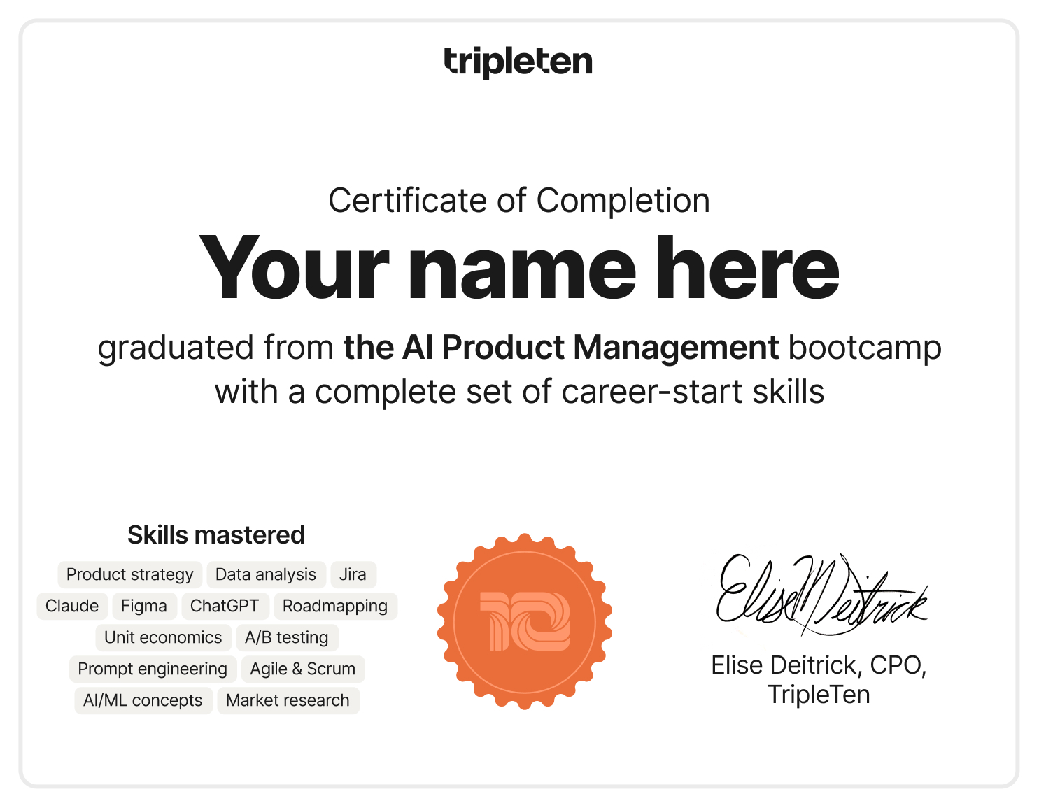 AI Product manager certificate