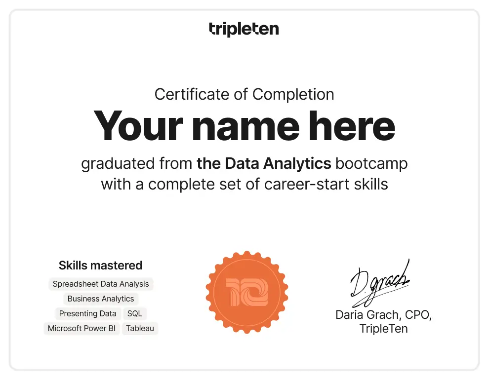 data analytics certificate